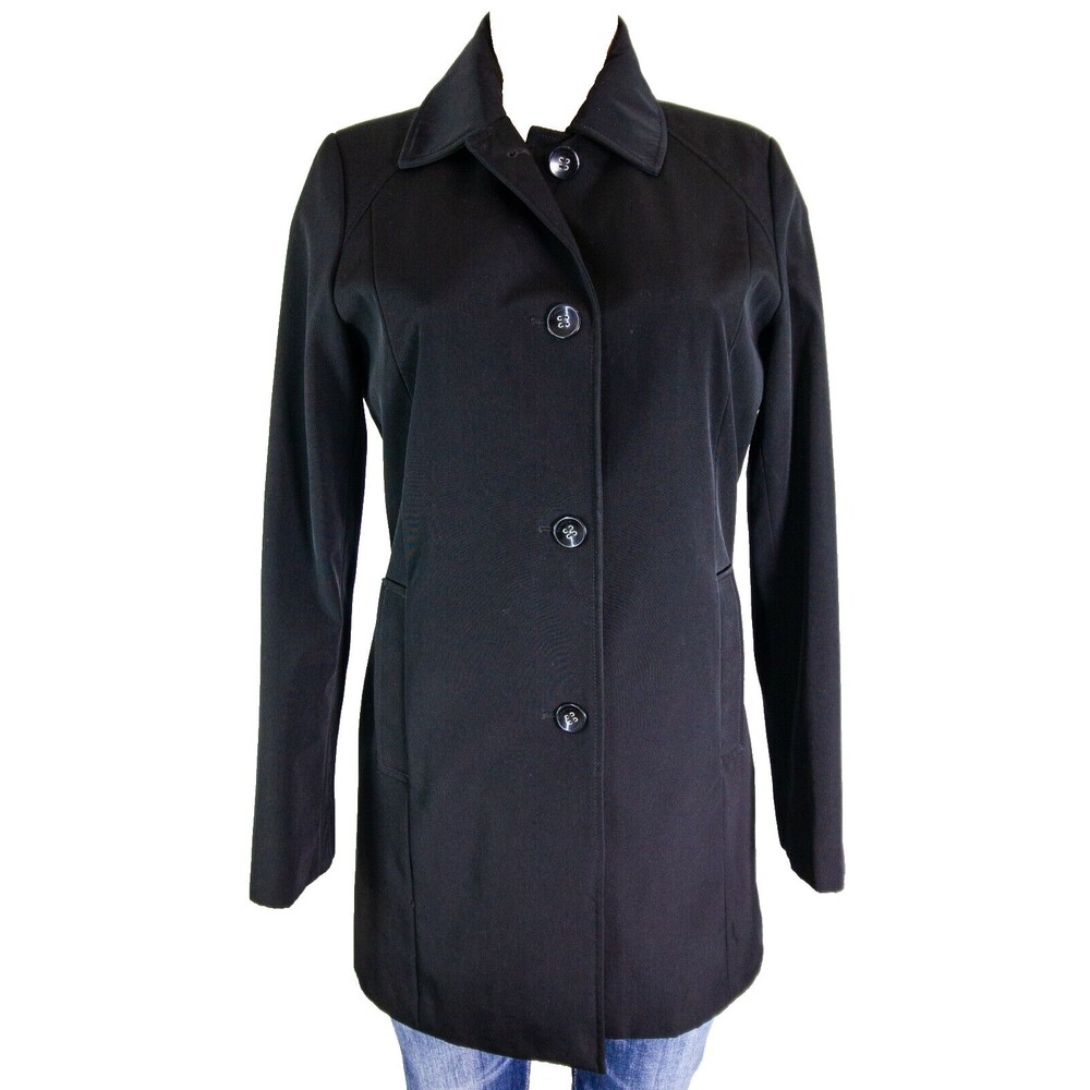 Calvin Klein Black Button Front Performance Coat Women's Size PXS